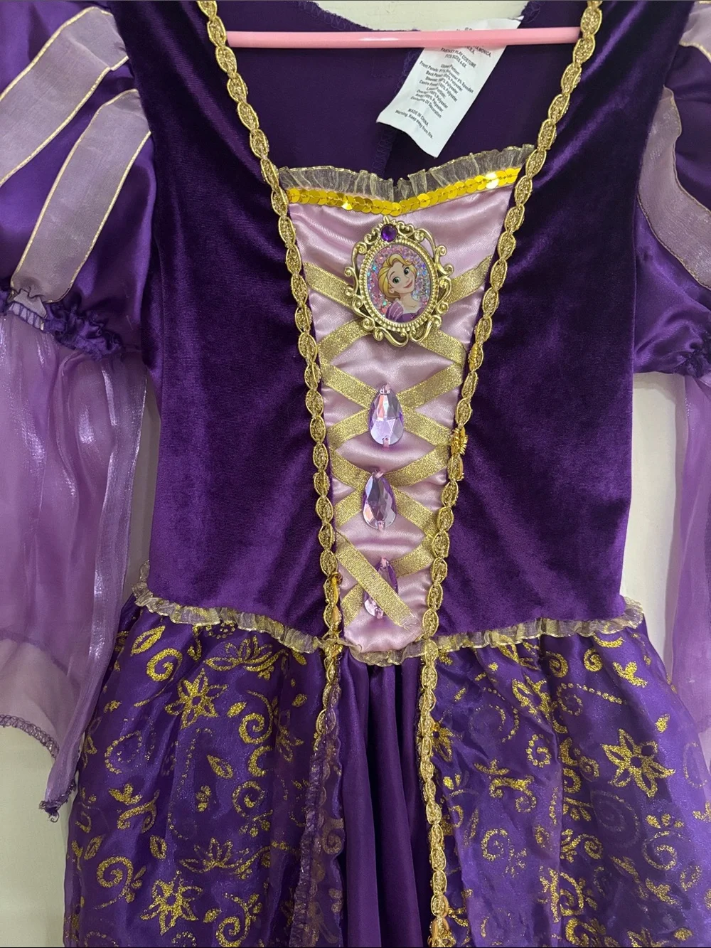 Disney Rapunzel  Princess Costume Dress with Gold Accents